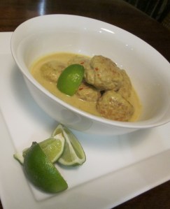 Pork meatballs in a fragrant coconut broth