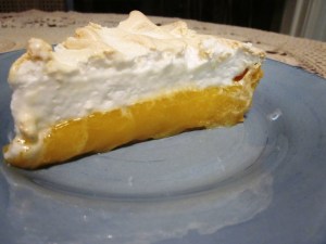 Slice of lemon meringue pie