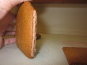 Pipe the chocolate along one side of the front piece